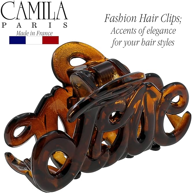 Camila Paris CP1377 French Hair Clip for Women, 2 inch Girls Hair Claw Clips Jaw Tortoise Fashion Durable and Styling Hair Accessories for Women, Strong Hold No Slip Grip, Made in France