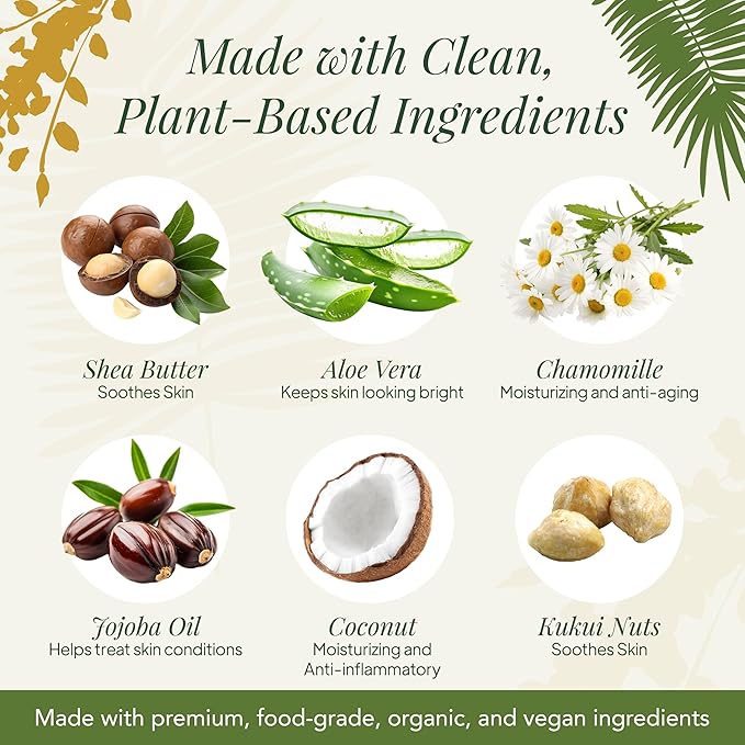 Saavy Naturals Body Wash Tropical Coconut Plant-Based Ingredients| Made In Usa | Sensitive Skin Body Wash, l Organic & Vegan Formula With Coconut Oil, Shea Butter, And Aloe Vera - 8.5 Fl Oz, 2 Pack