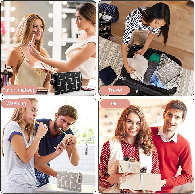 2 Pcs Small Cosmetic Bag, Multi-Function Canvas Cosmetic Pouch Small Zipper Pouch Makeup Bag Purse Pouches Cute Makeup Pouch Christmas Gifts Stocking Stuffers for Women