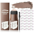 Eyebrow Stamp Stencil Kit - Long-Lasting Eyebrow Powder with Brush, Waterproof & Smudge-Proof Brow Shaping Kit with 24 Reusable Thin & Thick Eyebrow Stencils for Voluminous Brow (Medium Brown)