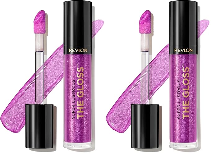 REVLON Super Lustrous Lip Gloss, Non-Sticky, Hydrating, High Shine Finish, 230 Sugar Violet, 0.13 oz (Pack of 2)