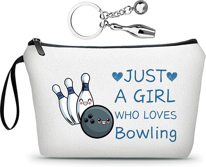 Bowling Party Favors,Bowling Gifts for Women,Makeup Bag With Bowling Keychain,Just A Girl Who Loves Bowling,Bowling Gifts,Graduation Gifts for Her,Bowling Accessories