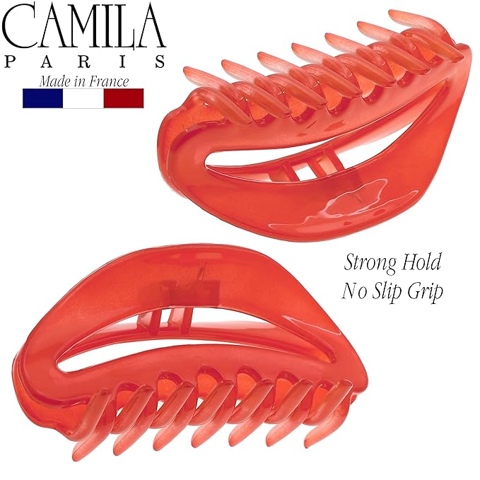 Camila Paris CP2547 French Hair Clip for Women, Red, Girls Hair Claw Clip Jaw Fashion Durable and Styling Hair Accessories for Women, Luxury Ladies Strong Hold No Slip Grip Clamp, Made in France