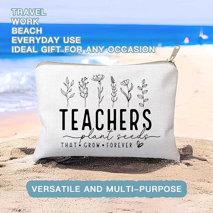 Helping Little Minds Grow Makeup Bag, Best Teacher Gift, Teacher Appreciation Gift, Teachers Plant Seeds That Grow Forever, Favorite Teacher Cosmetic Bag, Teach Love Inspire Pouch Bag