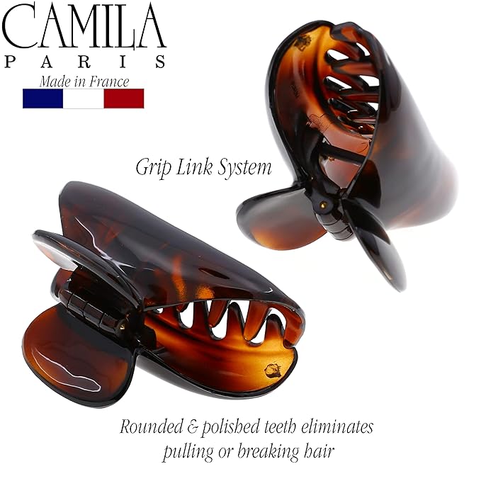 Camila Paris MP3 French Hair Clip for Women, Girls Hair Claw Jaw. Tortoise Shell Fashion Durable and Styling Hair Accessories for Women, No Spring Grip Link System, Strong Hold No Slip, Made in France