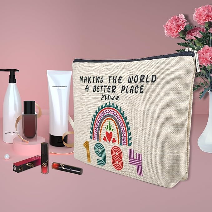 41st Birthday Gifts for Women, Her, 41st Birthday Decorations Makeup Bags, 1984 Anniversary 41 Year Old Gift Ideas for Mom, Wife, Sister, Best Friends, Mothers Day, Christmas Small Cosmetic Travel Bag