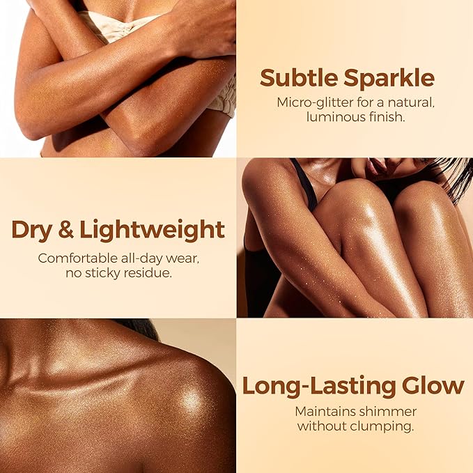 BEPHOLAN Highlighter Powder,High Gloss Glitter,Sparkling Powder Makeup for Face and Body - High-Pigment Shimmer Makeup, Long-Lasting & Buildable（Gilded Gleam）