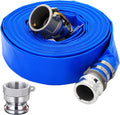 DAVCO 1-1/2" ID × 50 ft PVC Lay Flat Discharge Hose, Heavy Duty Reinforced Blue by DAVCO