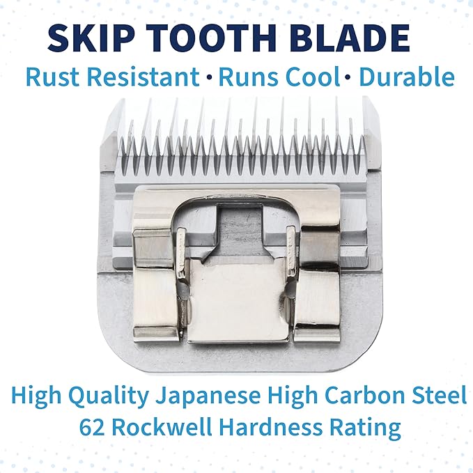 Skip Tooth 7 Wide Blade Dog Grooming Cuts Length 1/8" - 3.2mm Japanese Carbon Steel 7 Skip Tooth Blade Dog Grooming | 7W Clipper Blade (B7W)