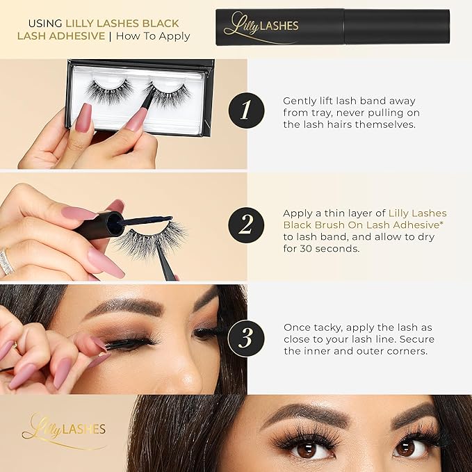 Lilly Lashes Mykonos 3D Mink Lashes, The Original Lilly Lash for Wispy & Natural Look, Reusable Eyelashes up to 25x, Fluffy Eyelashes, Strip Lashes, Lash Glue not Included