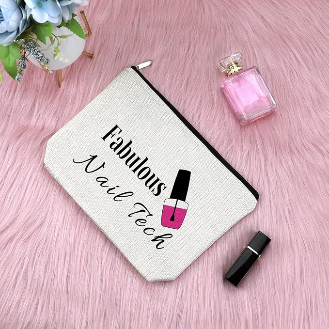 Nail Artist Appreciation Gift Makeup Bag Nail Technician Gift for Women Graduation Presents Cosmetic Bag Retirement Birthday Presents for Her Women Christmas Thanksgiving Keepsake Travel Pouch