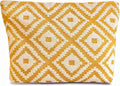 STARDW Parallel Checkered Makeup Bag Cute Cosmetic Bags for Women Girls, Travel Toiletry Bag Large Capacity Zipper Makeup Pouch, Purse Organizer Pouches(Embroidery Yellow)