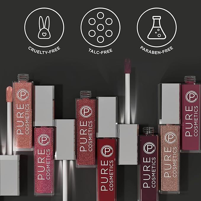 Pure Illumination Light-Up Lip Gloss with LED-Lit Applicator Brush + Side Mirror, Non-Sticky, Moisturizing Hydrating Lip Glosses with Lanolin, Jojoba Oil, & Vitamin E, Clear