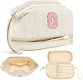 Birthday Gifts for Girls, Personalized Initial Women Makeup Bag, Travel Make up Bag Cosmetic Bag Preppy Stuff Bag for Girlfriend Wife Teacher 18th Birthday Gifts for Girls Teen Girl Gifts Trendy - O