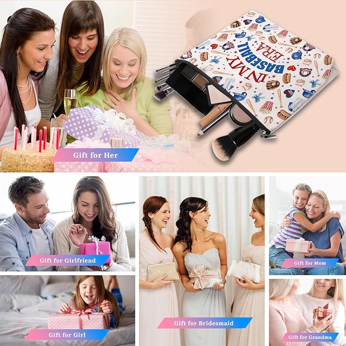 Baseball Gifts Makeup Bag for Women Birthday Gift for Baseball Lovers Baseballs Fans Merch Cosmetic Bag Pouch
