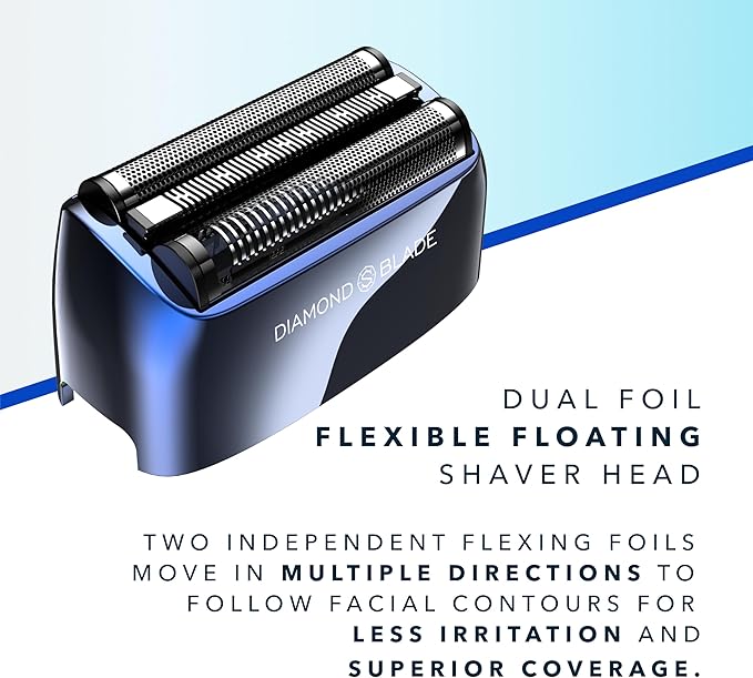 Blade & Stone PS501 Foil Shaver for Men – Dual Foil Cordless Shaver with Graphene-X Blades and 8000 RPM Digital Motor – All-Metal, Rechargeable Wet and Dry Razor – Big Blue