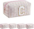 JOVAKIT Makeup Bag Cosmetic Bags for Women, Christmas Gifts for Girls Age 6-18, Alphabet Pink Floral Coquette Zipper Travel Makeup Pouch, Organizer Case Trendy Stuff (Pink Floral C)