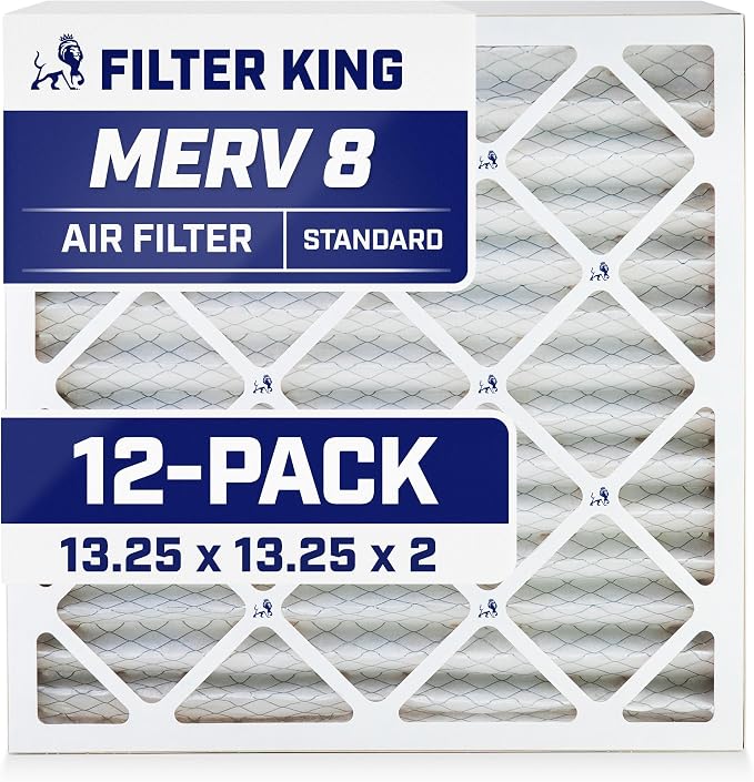 Filter King 13.25x13.25x2 Air Filter | 12-PACK | MERV 8 HVAC Pleated A/C by FilterKing