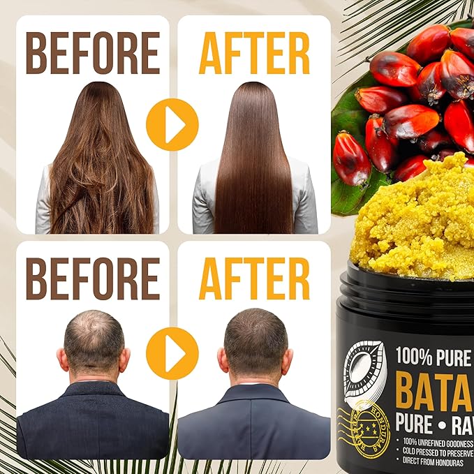 Vie Naturelle Batana Oil for Hair Growth from Honduras – Raw Unrefined – Natural Moisturizer for Skin & Hair – Traditionally Cold-Pressed from Honduran Palm Nut - 04 oz