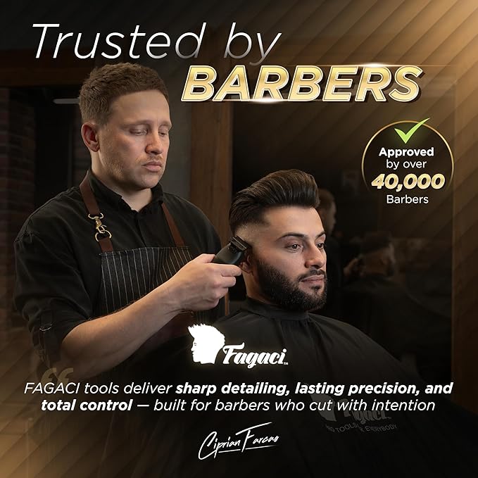 Fagaci Professional Zero Gapped Trimmer for Men, High Torque Vector Motor Cordless Beard Trimmer for Men, T Liners Professional Trimmers for Barbers with DLC Blades, Zero Gap Trimmers Barber T Blade