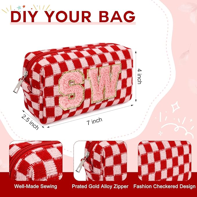 SOIDRAM Makeup Bag Preppy Cosmetic Bag Bulk Makeup Pouch Personalize Travel Toiletry Bag Organizer Cute DIY Makeup Brushes Storage Bag for Women