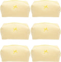 PAZIMIIK 6PCS Cozy Makeup Bag Travel Cosmetic Bag for Women Soft Toiletry Bag Aesthetic Makeup Organizer Portable Large Zipper Pouch for Skincare Beauty Accessories Brushes Waffle Check Yellow