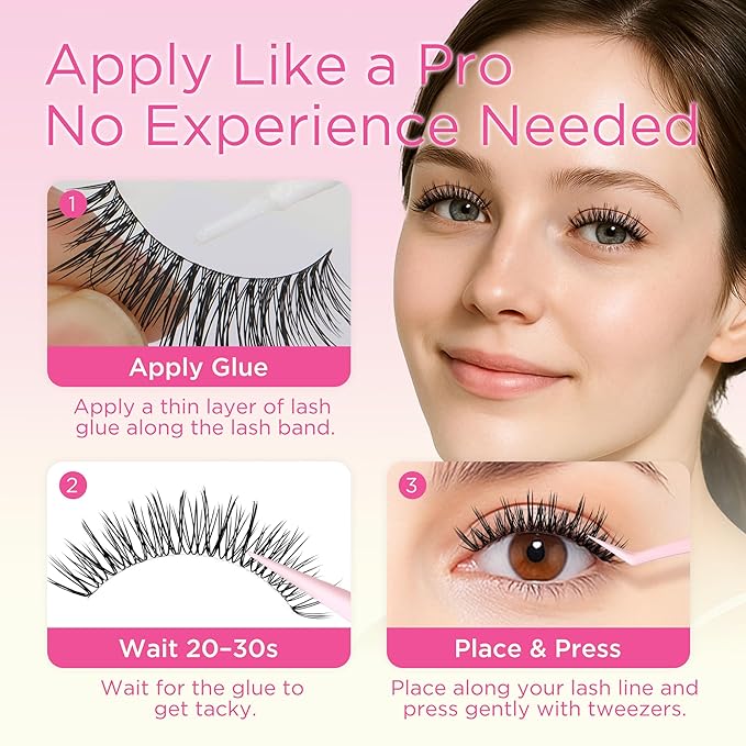 BEPHOLAN Ultra-thin False Eyelashes 10 Pairs Eyelash Pack False Lashes Natural look Lash Strips Lightweight Lashes with Soft Clear Band(CCS115)