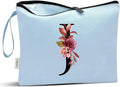 Vavabox A-Z Personalized Makeup Bag, Birthday Gifts for Women Mom, Gifts for Best Friend, Bride Bridesmaid Cosmetic bag (J, Blue)