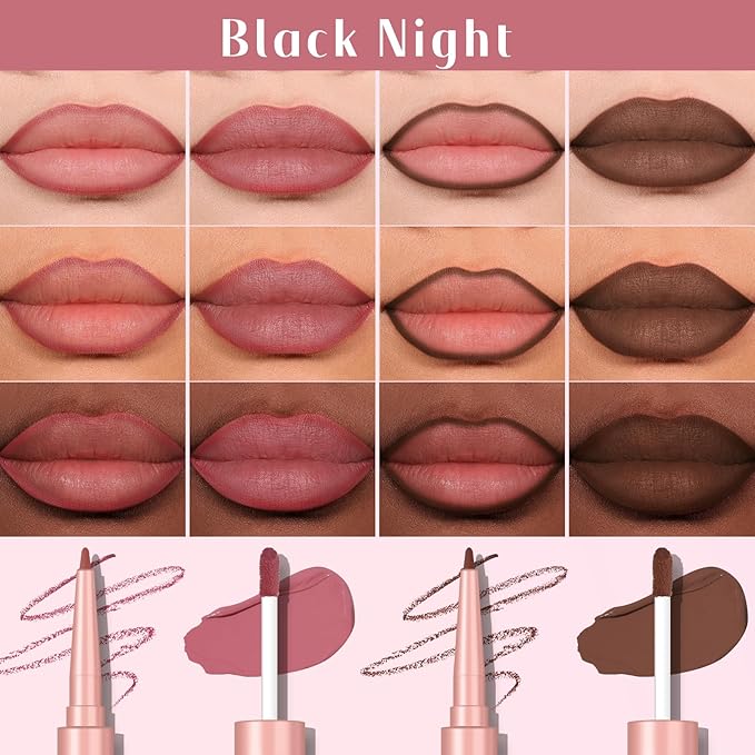 bayfree 2 PCS Lip Liner and Lip Stain Combo Set, High Pigmented Long Lasting Velvet Lip Tint, Well-Defined Lipliner, Weightless Waterproof Not Animal Tested, Matte Finish Makeup