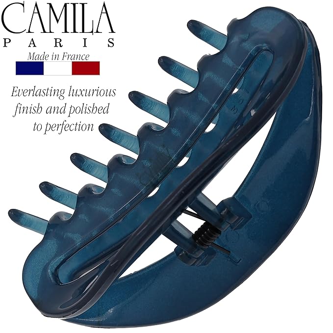 Camila Paris CP3125 French Hair Clip for Women, Blue, Girls Hair Claw Clip Jaw Fashion Durable and Styling Hair Accessories for Women, Luxury Ladies Strong Hold No Slip Grip Clamp, Made in France