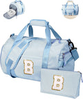 Gifts for 6 7 8 9 10 11 12 Year Old Girl,Girls Travel Duffle Bag, Kids Initial Overnight Bags with Shoe Compartment, Customized Weekender Bag with Makeup Pouch, Preppy Stuff (Letter B)