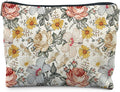 Floral Makeup Bag, Vintage Floral Pouch for Women, Aesthetic Makeup Bag, Flower Gifts for Women, Gifts for Flower Lovers, Colorful Garden Flowers Makeup Pouch