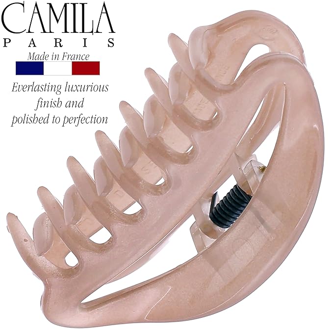 Camila Paris CP3078 French Hair Clip for Women, Beige, Girls Hair Claw Clip Jaw Fashion Durable and Styling Hair Accessories for Women, Luxury Ladies Strong Hold No Slip Grip Clamp, Made in France