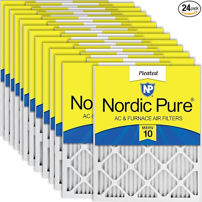 Nordic Pure 12x24x1 Pleated MERV 10 Air Filters 24 Pack by NordicPure