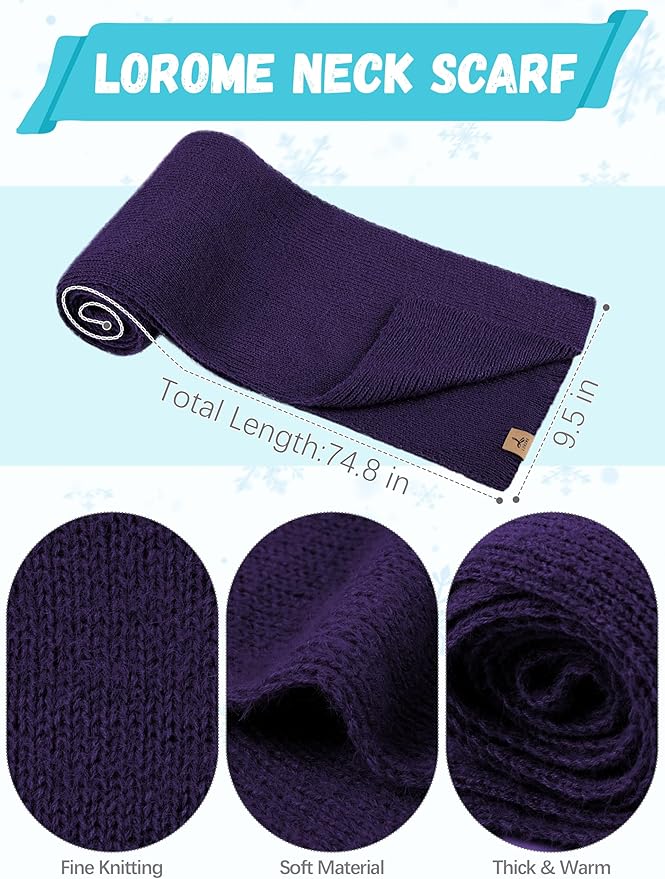 Winter Beanie Hat Scarf Gloves, Warm Fleece Knit Hat Long Scarf Neck Warmer Touch Screen Winter Gloves Set Gifts for Women