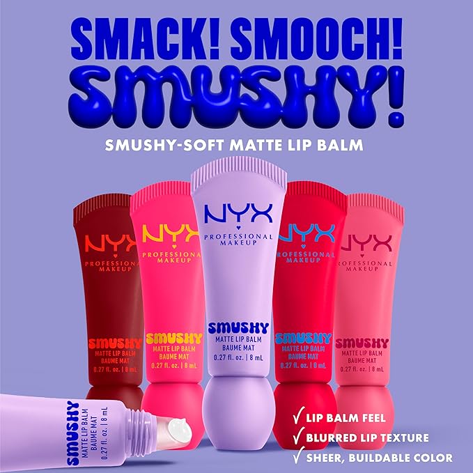 NYX PROFESSIONAL MAKEUP Smushy Matte Lip Balm, Tinted Lip Moisturizer with Soft, Matte Finish - Silly Sippin' (Deep Purple)
