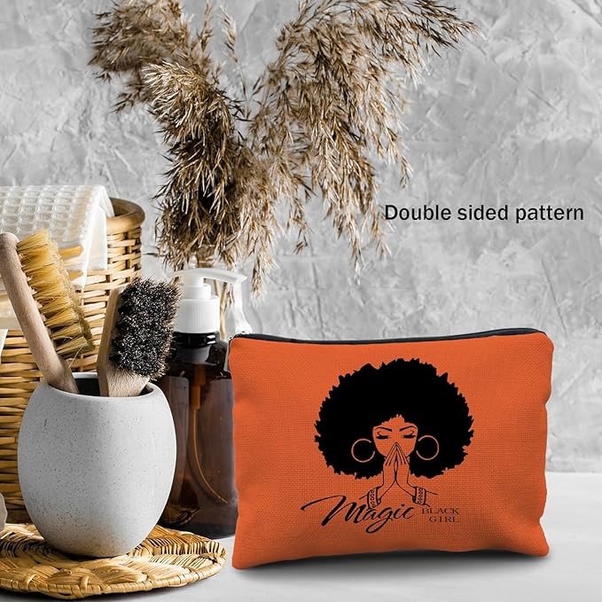 Black Girl Magic Makeup Bag - African American Girl & Women Gift - Cosmetic Bag