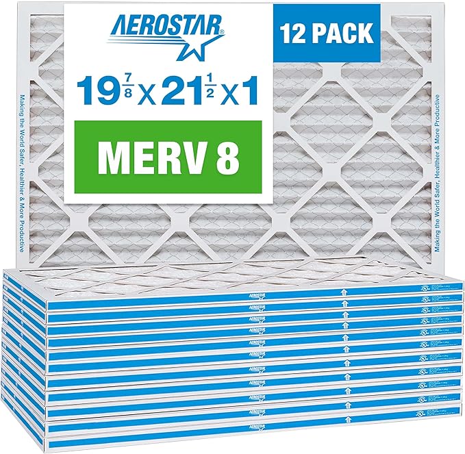 Aerostar 19.875x21.5x1 MERV 8-12 Count - High Efficiency Pleated HVAC, Furnace & Air Conditioner Filters - Removes Dust, Lint, Mold & Allergy-Causing Pollen