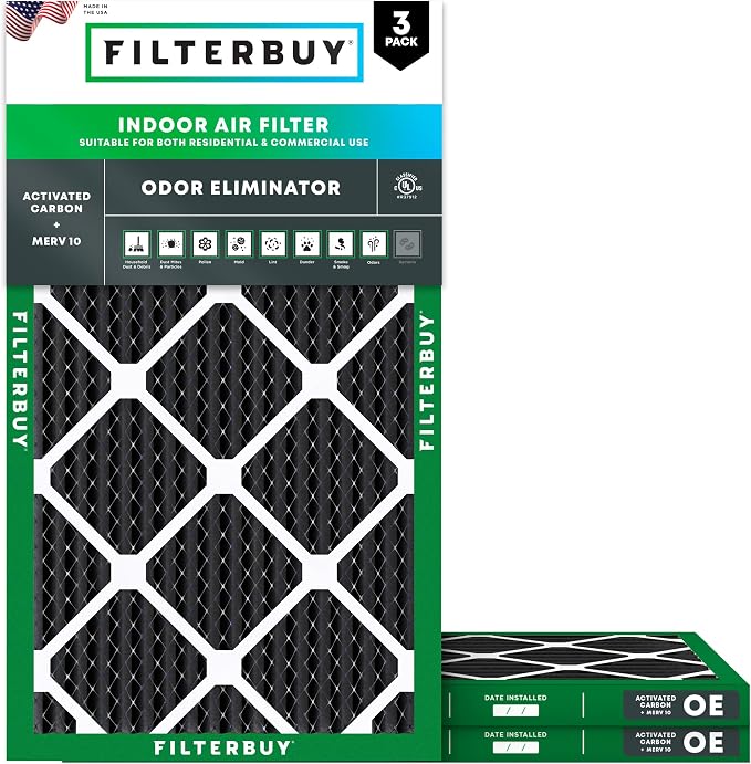 Filterbuy 10x30x1 Air Filter MERV 10 Odor & Allergy Defense by Filterbuy