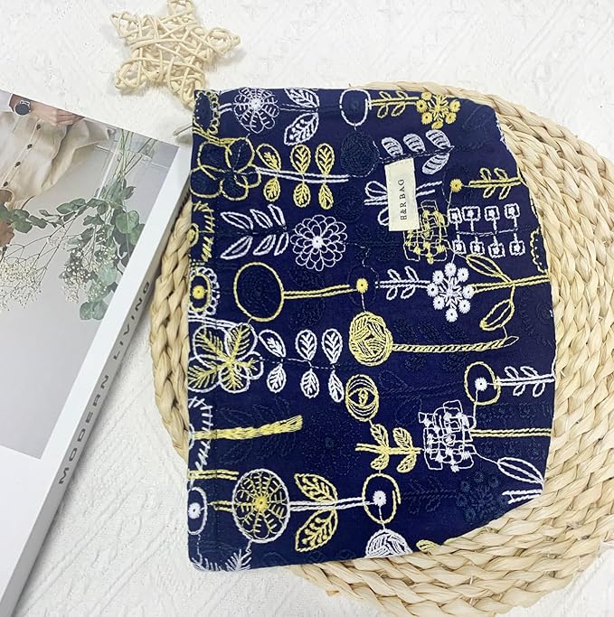 2 Pcs Makeup Bags, Large Cosmetic Bag Travel Toiletry Bag Organizer for Women, Embroidery Craft, Floral Makeup Bag Small Cosmetic Pouch Purse with Zipper, Gifts for Girls Teen (Blue-tree)