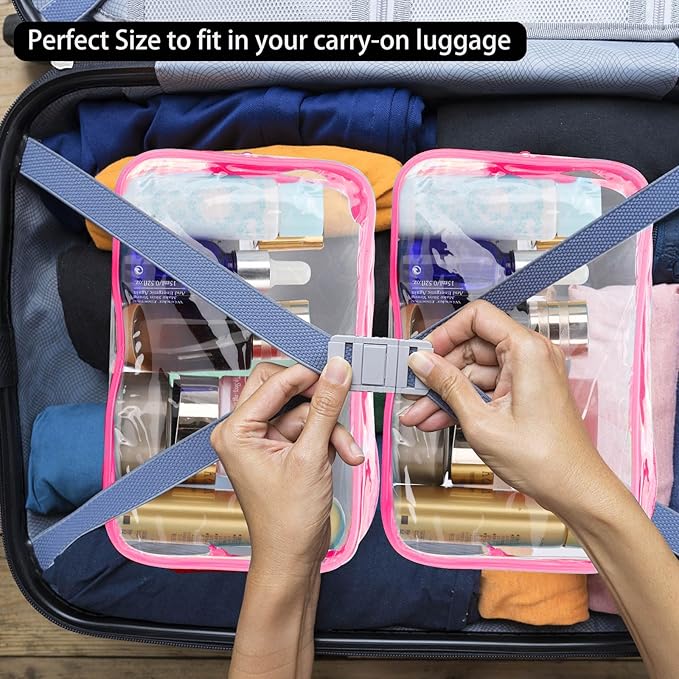 Tbestmax 20 Pack Clear Cosmetic Bags Makeup Bags Portable Waterproof Travel Toiletry Bags Organizer Rose Red, 7.5"x 4.8"x 2.3"