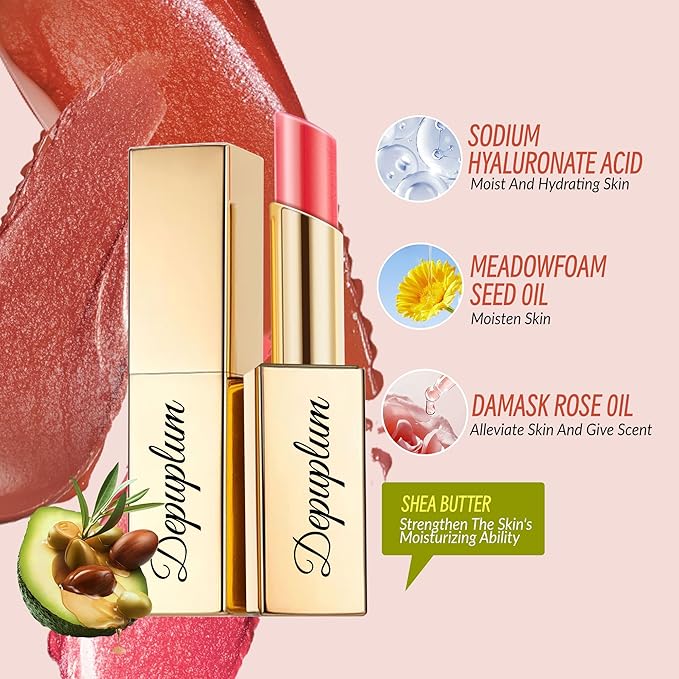 Red Lipstick Moisturizing for Women Shimmer Tinted Lip Balm Hydrate Nourish Raspberry Lip Gloss Vegan& Cruelty Free Lip Makeup, ZG108 Passion