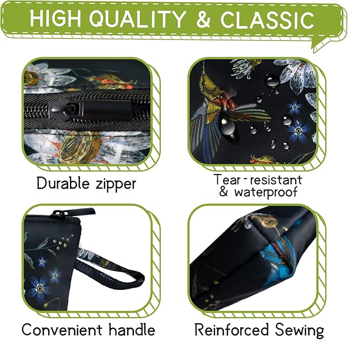 Gloppie Makeup Bag Small Cosmetic Bag for Purse Zipper Makeup Pouch Travel Essentials Hummingbird Daisy