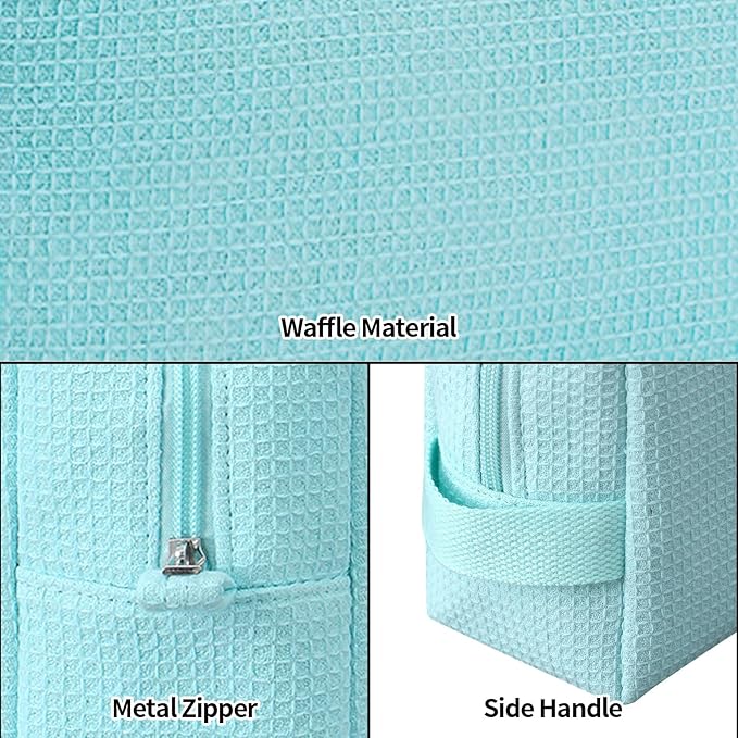 DYSHAYEN Waffle Makeup Pouch Bag, Small Travel Cosmetic Bag, Gifts for Women Bridesmaid,Wedding,Christmas (Mint)