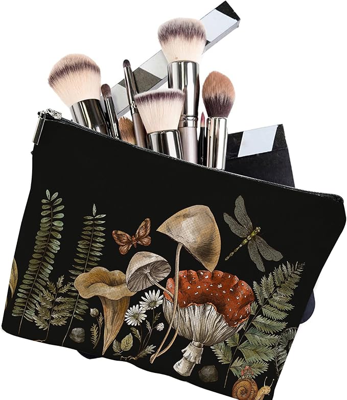 Makeup Bag Vintage Botanical Cosmetic Bag Mini Portable Travel Toiletry Bag Organizer Makeup Brushes Aesthetic Accessories Waterproof Storage Bag for Women