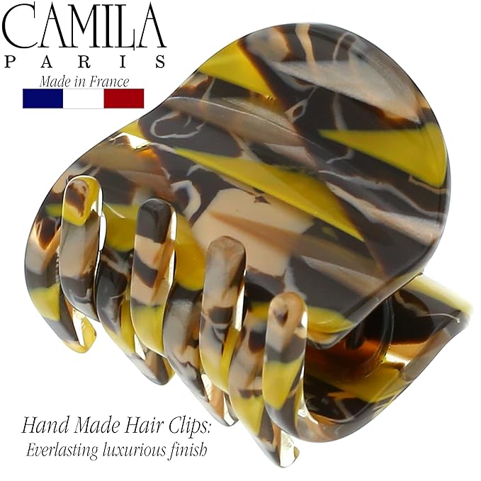 Camila Paris CP3273 French Hair Clip for Women, Small Handmade Mustard, Girls Hair Claw Clips Jaw Fashion Durable and Styling Hair Accessories for Women, Strong Hold No Slip Grip, Made in France