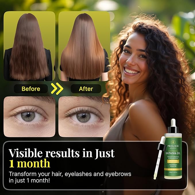 Batana Oil with Organic Rosemary & Biotin – Hair, Eyebrow & Eyelash Growth Serum – Nourishing Oil for Thicker, Fuller-Looking Hair, Brows & Lashes – Strengthens Roots & Conditions Dry Ends