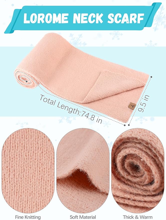 Winter Beanie Hat Scarf Gloves, Warm Fleece Knit Hat Long Scarf Neck Warmer Touch Screen Winter Gloves Set Gifts for Women