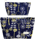 2 Pcs Makeup Bags, Large Cosmetic Bag Travel Toiletry Bag Organizer for Women, Embroidery Craft, Floral Makeup Bag Small Cosmetic Pouch Purse with Zipper, Gifts for Girls Teen (Blue-tree)