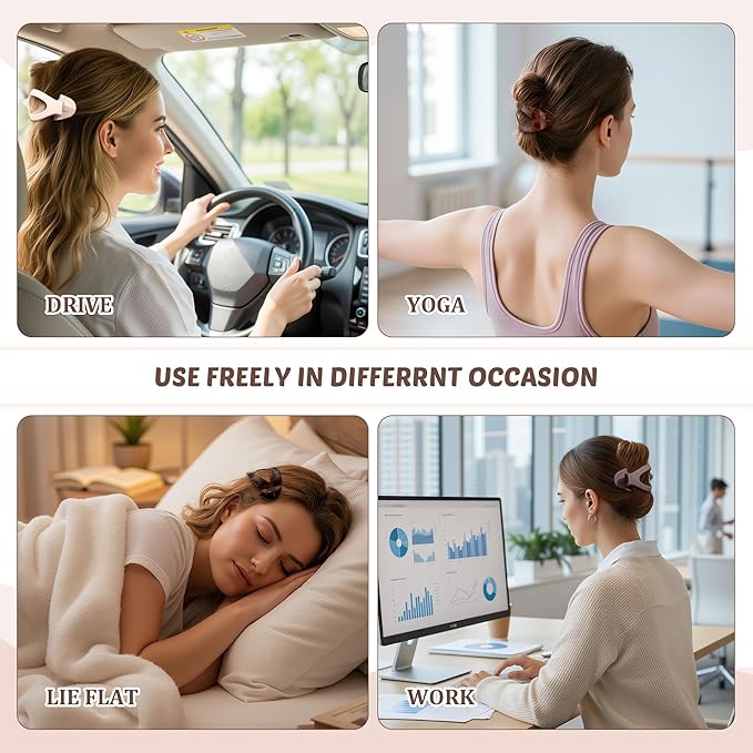 Lourny Flat Hair Clips for Women, 6PCS Flat Claw Clips for Thin Hair Lightweight Non-Slip Claw Clips for Women